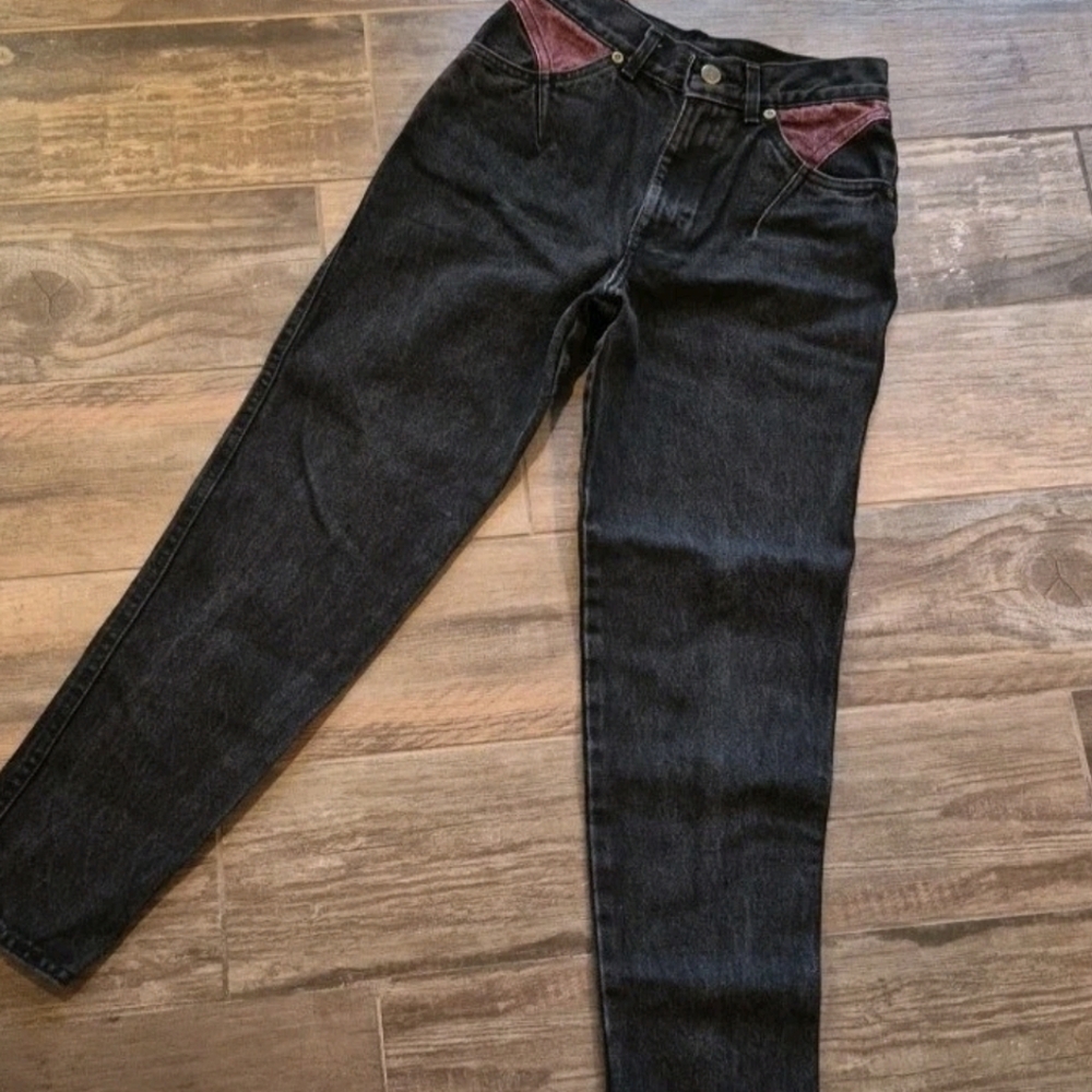 Girl's 12/14 Vintage Chic Kids Perfectly Faded Black Denim High Rise Jeans - Picture 2 of 12